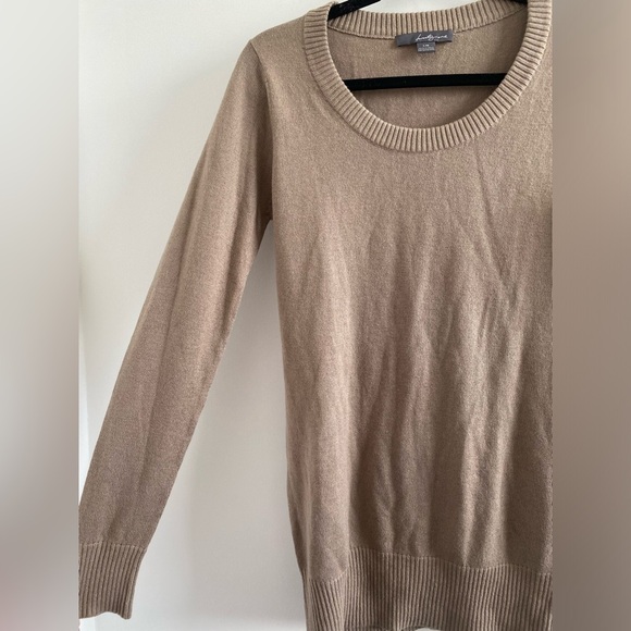 Forever 21 Tan Wool Blend Long Sleeve Sweater Size Large Minimalist Office - Picture 4 of 8